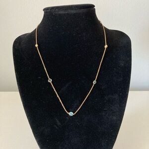 Sterling silver blue topaz station necklace